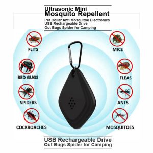 Ultrasonic Mini Mosquito Repellent,Pet Collar Anti Mosquitoe Electronics,USB Rechargeable Drive Out Bugs Spider for Camping